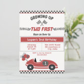 "Two Fast"レースカー2nd誕生日パーティの招待状 招待状 (スタンド正面)