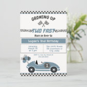 "Two Fast"レースカー2nd誕生日パーティの招待状 招待状 (スタンド正面)