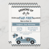"Two Fast"レースカー2nd誕生日パーティの招待状 招待状 (正面/裏面)