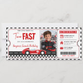 Two Fast レースカー 男の子 2歳 誕生日パーティーチケット 招待状 (正面)