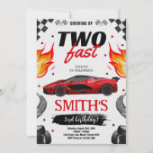 Two Fast レースカー 2歳の誕生日招待状 招待状 (正面)