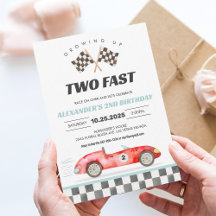 TWO Fast レースカー 2歳の誕生日招待状