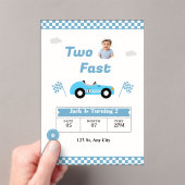 Two Fast 男の子 誕生日 招待状 | レーシングカー (インサイチュ (ポータブル))