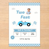 Two Fast 男の子 誕生日 招待状 | レーシングカー (正面)