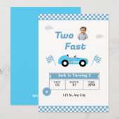 Two Fast 男の子 誕生日 招待状 | レーシングカー (正面/裏面)