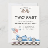 Two Fast 誕生日招待状 レーシングカー 2歳 招待状 (正面)