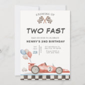 Two Fast 誕生日招待状 レーシングカー 2歳 招待状 (正面)