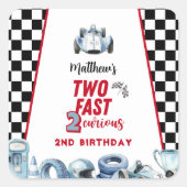 Two Fast 2歳の誕生日 男の子 レーシングカー スクエアシール (正面)