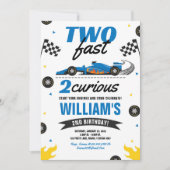 「Two Fast 2 Curious」レーシングカーマイブーム2歳の誕生日招待状 招待状 (正面)
