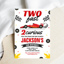 Two Fast 2 Curious レースカー 2歳の誕生日招待状