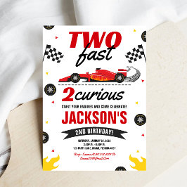Two Fast 2 Curious レースカー 2歳の誕生日招待状 招待状