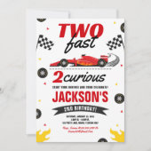 Two Fast 2 Curious レースカー 2歳の誕生日招待状 招待状 (正面)