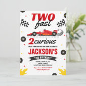 Two Fast 2 Curious レースカー 2歳の誕生日招待状 招待状 (スタンド正面)
