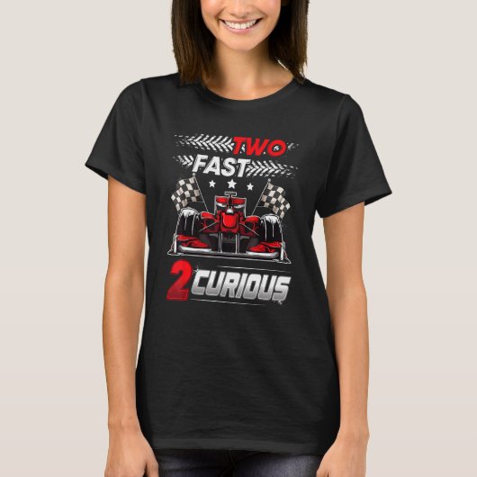 Two Fast 2 Curious レース 2歳の誕生日 2つの速いバイ Tシャツ (正面)