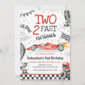 Two Fast 2 Curious Race Car Boy 2nd Birthday 招待状 (正面)