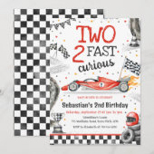 Two Fast 2 Curious Race Car Boy 2nd Birthday 招待状 (正面/裏面)