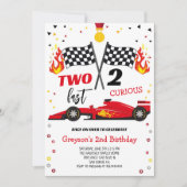 Two Fast 2 Curious Racing Car Boy Birthday 招待状 (正面)