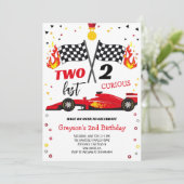 Two Fast 2 Curious Racing Car Boy Birthday 招待状 (スタンド正面)