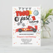 Two Fast 2 Curious Racing Car Red 2nd Birthday 招待状 (スタンド正面)