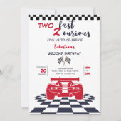 Two fast 2 curious second kids birthday 招待状 (正面)