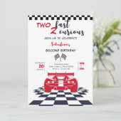 Two fast 2 curious second kids birthday 招待状 (スタンド正面)