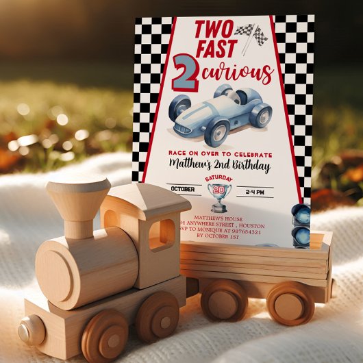 Two Fast 2nd birthday Boy Racer Invitation 招待状