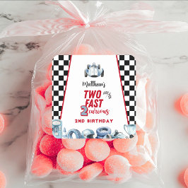 Two Fast 2nd birthday Boy Racing Car  スクエアシール