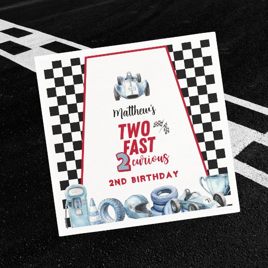 Two Fast 2nd birthday Boy Racing Car  スタンダードカクテルナプキン