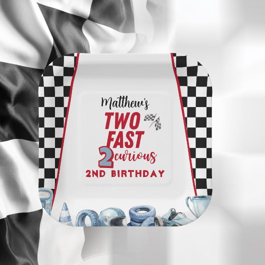 Two Fast 2nd birthday Boy Racing Car  ペーパープレート