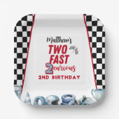 Two Fast 2nd birthday Boy Racing Car  ペーパープレート (正面)