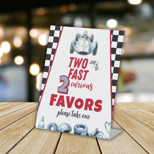 Two Fast 2nd birthday Boy Racing Car Favors 台座サイン