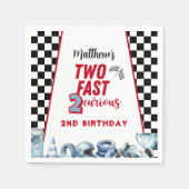 Two Fast 2nd birthday Boy Racing Car Invitation スタンダードカクテルナプキン (正面)