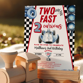 Two Fast 2nd birthday Boy Racing Car Invitation 招待状