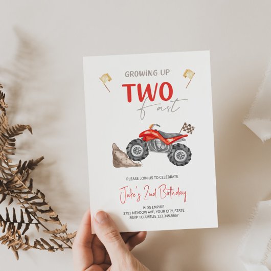 TWO Fast 4Wheelerクワッドバイク誕生日招待状 招待状