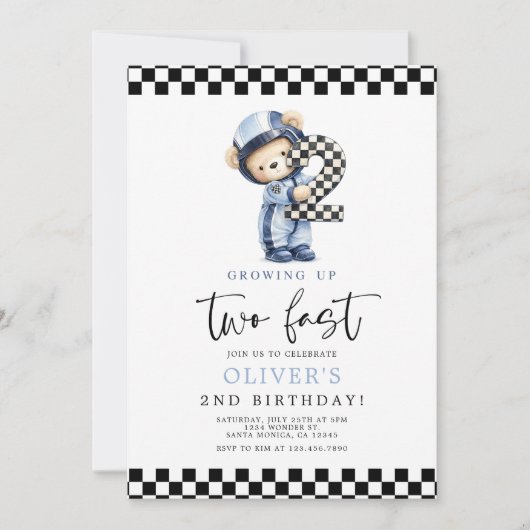 Two Fast Birthday Boy 招待状 (正面)