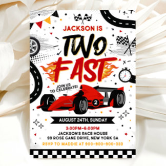 Two Fast Birthday Invitation, Race Car Invitation 招待状