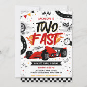 Two Fast Birthday Invitation, Race Car Invitation 招待状 (正面)
