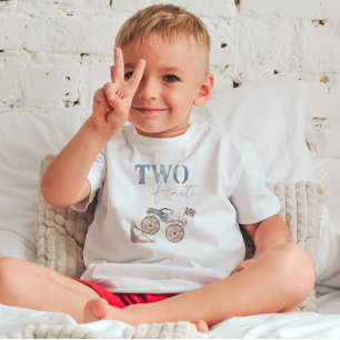 TWO Fast Blue Dirt Bike誕生日Tシャツ トドラーTシャツ