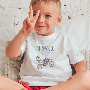 TWO Fast Blue Dirt Bike誕生日Tシャツ トドラーTシャツ