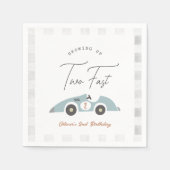 Two Fast Blue Race Car Boy 2nd Birthday スタンダードカクテルナプキン (正面)