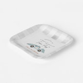 Two Fast Blue Race Car Boy 2nd Birthday ペーパープレート (傾斜あり)