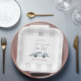 Two Fast Blue Race Car Boy 2nd Birthday ペーパープレート