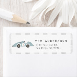 Two Fast Blue Race Car Boy 2nd Birthday ラベル