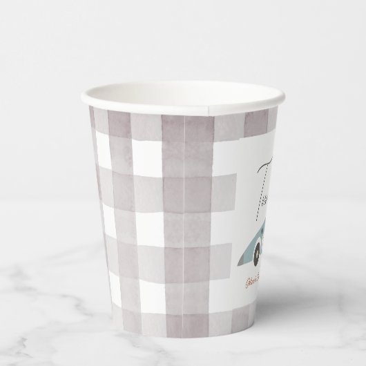 Two Fast Blue Race Car Boy 2ne Birthday 紙コップ (右)