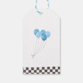 Two Fast Blue Race Car Custom Photo 2nd Birthday ギフトタグ (裏面)