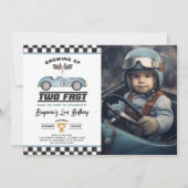 Two Fast Boy 2nd Birthday Race Carパーティー写真 招待状 (正面)