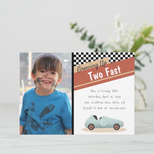 Two Fast Car Theme Unique Yellow Red Black Invitat 招待状 (スタンド正面)