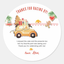 Two Fast Christmas Gingerbread Car 2nd Birthday ラウンドシール