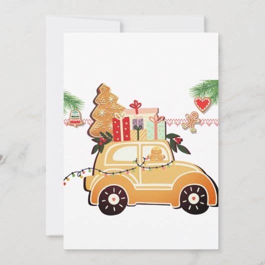 Two Fast Christmas Gingerbread Car 2nd Birthday 招待状 (裏面)