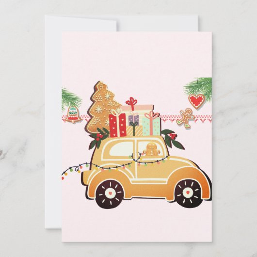 Two Fast Christmas Gingerbread Car P 2nd Birthday 招待状 (裏面)